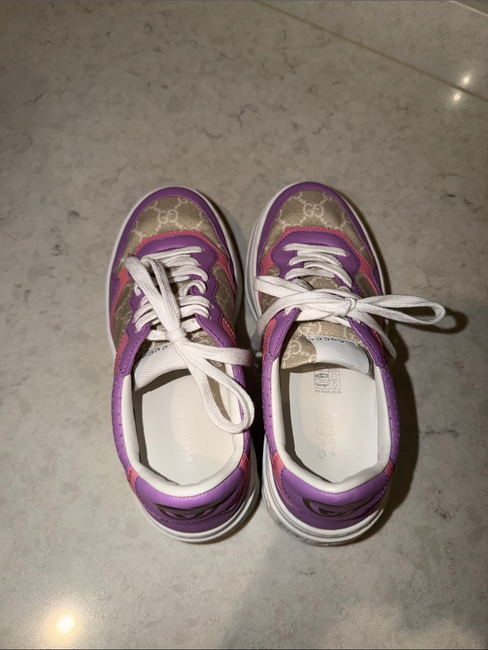 Gucci Lavender and Pink GG Canvas Low-Top Sneaker - Picture 6 of 6
